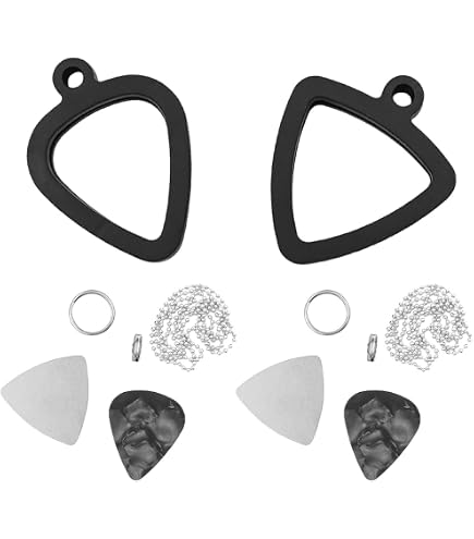 Musiin Collana porta plettro per chitarra, design universale su entrambi i lati, facile da accedere, adatta per musicisti di vari stili per mostrare gusti musicali unici, Nero , triangolo, moderno