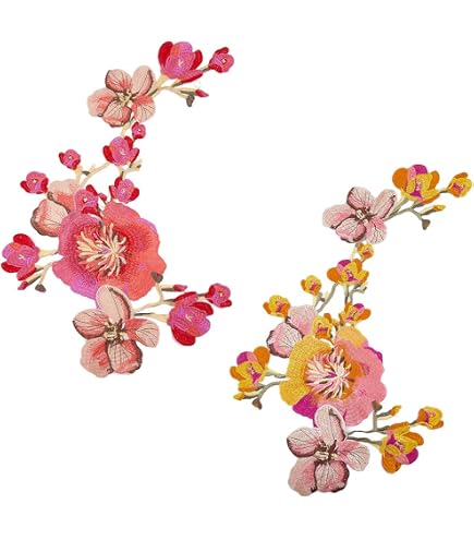 appliqueApplicazioni ricamate, Toppe da cucito, 1 paio di toppe in pizzo squisite Fiori Foglie verdi Organza Ricami in stoffa di pizzo Adesivi Accessori di abbigliamento Patch Scrapbooking (Colore : R