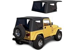 Sierra Offroad Factory Style Soft Top mit getönten Fenstern, ohne obere Türen, kompatibel mit Jeep Wrangler TJ 1997-2006 (Segeltuchschwarz)