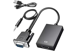 Azuxreza Adattatore da VGA a HDMI, 1080P VGA a HDMI (maschio a femmina) per computer, desktop, laptop, PC, monitor, proiettore, HDTV con cavo audio e cavo USB