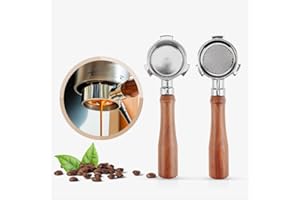 HAILASRE Porte-filtre expresso sans fond pour Delongh i EC680 EC685, poignée en palissandre, avec panier filtrant en acier inoxydable 304 51 mm