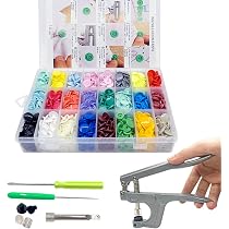Kit Boutons Pression Plastique 384pcs - 24 Couleurs T5 - Pince Included - Projets Couture