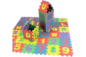 GUTSBOX Dreamsbox Tapis Mousse Bébé,Puzzle Tapis Mousse bébé Alphabet et Chiffres Puzzle Tapis Mousse Bébé, Tapis pour Enfants | Tapis de Puzzle 36 Pièces,12 x 12 cm (12 x 12 cm)