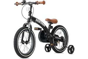 Deryan Vélo de Luxe pour Enfant 14" | 3en1 | Vélo avec Selle réglable et Guidon | Vélo Enfant pour garçons et Filles | vélo d'équilibre | Noir