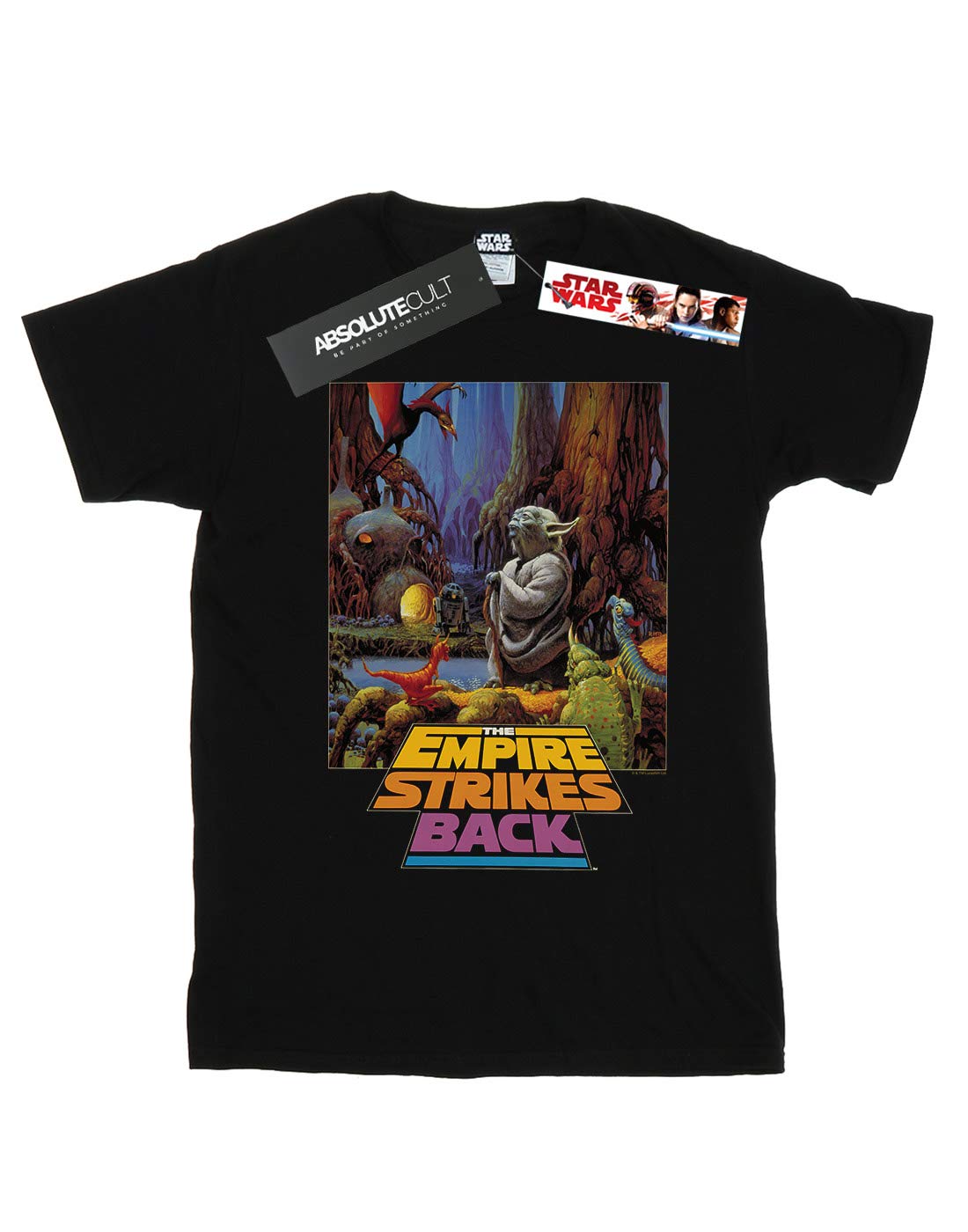 Star-Wars-Damen-Yoda-Poster-Boyfriend-Fit-T-Shirt-Schwarz-XXX-Large