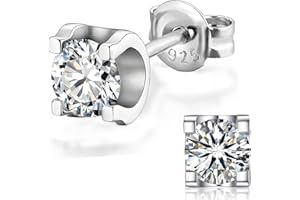 FEIKFEIZ Boucles d'oreilles en moissanite pour femmes, 0,5-1 carat, diamants cultivés en laboratoire, en argent sterling 925 plaqué or blanc 18K, clous d'oreilles en argent, cadeau