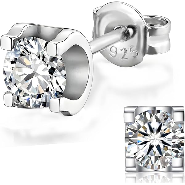 Moissanite oorstekers: oorbellen van massief 925 sterling zilver met 18