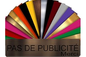 GRAVURE CONCEPT Plaque PAS DE PUBLICITÉ MERCI Adhésive PVC Pour Boîte Aux Lettres - Plaque Stop Pub - 8 cm x 2 cm - 21 Couleurs Disponibles (Bronze écrit Noir)