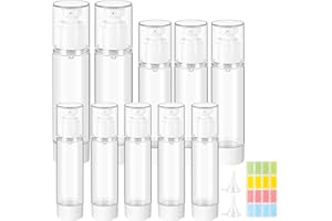 NZZVNZ 10 Piezas Botellas de Loción al Vacío, 2 * 100ml+3 * 50ml+5 * 30ml, Bote Airless Dispensador de Bomba, Dispensador de Crema, Dispensador de Bomba con Embudo, Pegatinas, para Suero Base Loción