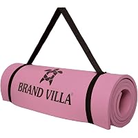 brandvilla 13mm Extra Thick Yoga and Exercise Mat with Carrying Strap and Bag, Anti Skid Yoga mat for Gym Workout and Flooring Exercise for Women Men (13mm)
