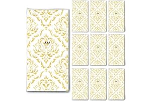 ‎SERVIETTENSHOP 100 Taschentücher Hochzeit geprägt (10x10) Unique Moments für Freudentränen Weiß-Gold
