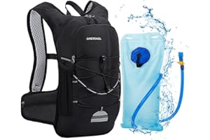ONETOALL Sac à Dos D'hydratation Running, Sac à Dos de Course pour Homme Femme, Sac à Dos Vélo avec Poche à Eau 2L Professionnel Ultraléger Imperméable avec Poche Isolée pour Cyclisme Marathon Jogging