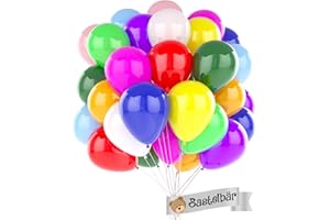 BASTELBÄR Palloncini compleanno •100 Pezzi • Prodotto in Europa • Palloncini Colorati • 100% Lattice naturale • palloncini pastello compleanno bambina e bambino • palloncini colorati misti • feste