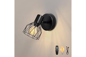 Dehobo Aplique Pared Interior, USB Recargable Lampara de Pared, Inalámbrica Apliques Dormitorio con Luz LED Regulable Bombilla con 3 Temperaturas de Color, Mando a Distancia para Salón, Pasillo