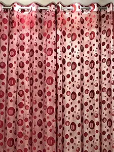 AJ Home Designer Imported Sheer Curtain Circle Transparent Fancy Home & Living Room 2 Pcs Curtains for Long Door Red 9 Feet