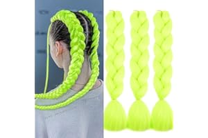 JOOCEEBABY Pelo Para Trenzas Africanas 24" 3 Piezas/Lote Fluorescente Color for Mujer Para Trenzas Pelo Sintetico Postizo Para Trenzas for Los NiñOs Colors Braiding Hair Extensiones Trenzas