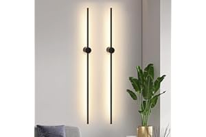 ZMH 2pcs LED Luz Interior - 100CM Largo Negro 8W Sala de Estar Lámpara Giratoria Noche Minimalista Blanco Cálido 3000K Cama Lámpara para Dormitorio Sala de Estar Pasillo Estudio