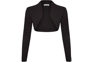 DANAEST Damen Bolero Langarm Festlich Blazer Strickjacke Schulterjacke Cardigan Top (653)