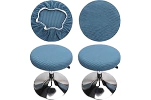 HuaLiSiJi Copri Sgabello Rotondo, 2 Pezzi Fodere Coprisgabello, Lavabile Facile da Pulire Morbido e Resistente, per Sgabello da Bar Sedia da 30-40 cm (Blu)