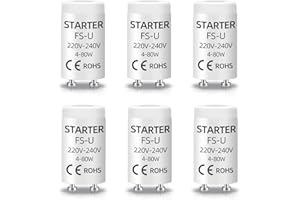 LIUYIFE 6 Pack Démarreurs de Tube Fluorescent 4-80W, AC 220-240V, Accessoires de Contrôle de Démarrage de Lampe UV, Longue Durée de Vie, Adaptés aux Lampes Fluorescentes, Lampes UVC D'aquarium, Lampes au Néon