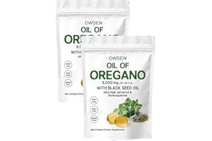 OWSEN Oil of Oregano with Black Seed Oil,2 in 1 Formulated 6000mg Oregano Oil Capsules, Immunity Naturally,Plant Based, Non-GMO & Immune Support (2)