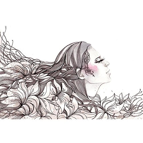 Pitaara Box Woman with Hair Ornate Peel & Stick Vinyl Wall Sticker 24 X 16Inch