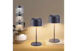 Klighten 2 szt. Zewnętrzna bezprzewodowa lampa stołowa LED, 3000K-6000K Mała lampa biurkowa z akumulatorem z USB-C, antracytowa, wodoodporna IP54, H29cm, aluminium, ciepłe/naturalne/zimne światło