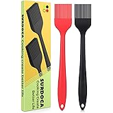SURDOCA Silicone Basting Brush Pastry Brush - 2P 8.2" High Heat Resistant Nonstick Brushes for Kitchen Baking, Stainless Stee