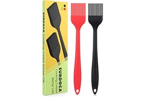 SURDOCA Silicone Basting Brush Pastry Brush - 2P 8.2" High Heat Resistant Nonstick Brushes for Kitchen Baking, Stainless Steel Core Design, BPA Free - Outdoor Dining Barbecue Utensils Basting Brushes