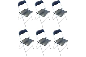 Acan Tradineur - Pack de 6 Sillas Plegables de Metal y Polipiel, 81 x 46,5 x 44 cm, Silla Aluminio, Silla Plegable, Taburete, Sillones, Banco, Banqueta (Negro)