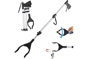 ZRODEN Pince Ramasse Objet, 91cm Pliable Pince a Aechet, 90° Tête Rotative avec Crochet Magnétique, Pince pour Ramasser Sans se Baisser, pour Maintenir des Objets à L'intérieuret et à L'extérieur