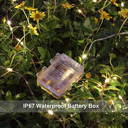 GDEALER 4er Stück 5M 50 LEDs Lichterkette 8 Modi Außenbeleuchtung Batteriebetrieben Kupferdraht Wasserdicht IP65 mit Fernbedienung und Timer für Outdoor, Innenbeleuchtung, Garten, Hochzeit, Party, Weihnacht und Haus Deko – Warmweiß - 2