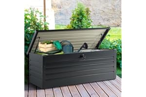 IDMarket - Coffre de rangement métal verrouillable gris anthracite pour jardin 600L 165x70x63 CM