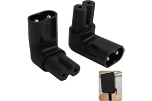 YEWSEAS 2 Stück C7 auf C8 Rechtwinkliges Adapter Stecker, Eurostecker 90 Grad Winkel für IEC C8 zu C7 Verlängerung, 250V 2,5A Netzkabel Adapter für Laptop, Drucker, Scanner, Projektor und mehr