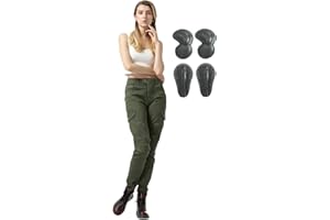 SHAIYOU Womens Motorcycle Trousers,Ladies Motorbike Protective Jeans Stretch Armoured Riding Motocross Racing Pants with Removable Armour and Multi-pockets (Green,S)