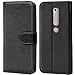 Produktbild Conie Schutzhülle kompatibel mit Nokia 6 2018, Schwarze PU Lederhülle Klapphülle Etui Tasche mit Kartenfächer
