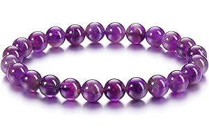 CrystalTears Healing Crystal Bracelet 8mm Natural Gemstone Bead Bracelets for Women Men Energy Quartz Crystal Stone Stretch Bracelet Gifts for Her Christmas Valentine