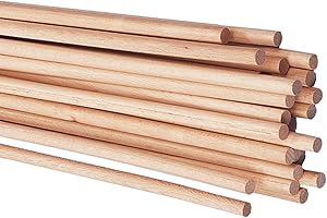 ‎PARTY DISCOUNT Party Discount Round Sticks, 1 m Length, Pack of 10, Wooden Sticks Made of Beech, Branch-free, for Various Crafts, Decoration, Garden (3 mm)