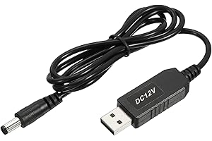 YOKIVE DC 5V bis DC 12V USB Höhe Spannung Konverter Strom Kabel mit DC Jack 5.5mm x 2.5mm Perfekt für Router Kamera Autofahr Rekorder (Schwarz 6W 2A)