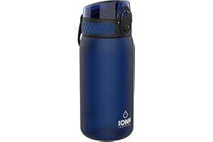 ION8 Butelka dla Dzieci, 350 ml/12 oz, Szczelna, Łatwa do Otwarcia, Bezpieczny Zamek, Można Myć w Zmywarce, Bez BPA, Uchwyt do Przenoszenia, Łatwa do Czyszczenia, Bezwonny, Granatowy