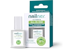 Nailner Ultimate All-in-One Nail Hardening Treatment – Nail Polish Strengthener – Clear Nail Varnish – Nail Strengthener for Damaged Nails – For Stronger, Harder, Healthier-Looking Nails – 10ml