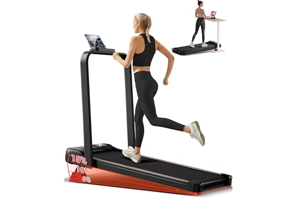 UMAY Tapis de Course Pliable Inclinable 15%, Tapis de Marche Inclinable 6 en 1 avec Moteur Silencieux, Walking Pad Charge Max 136KG