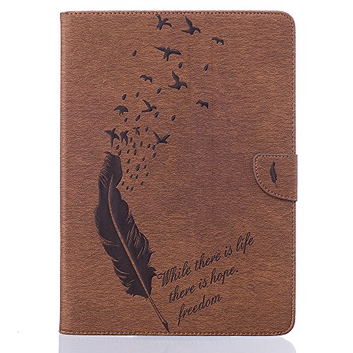 C-Super Mall-UK Apple iPad Air h  lle  Gepr  gte Birds   Feder-Muster PU-Leder-Mappen-Standplatz -Schlag-h  lle f  r Apple iPad Air  braun 