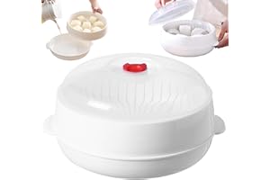 WEDUSPATY Piroscafo a piroscafo a microonde a microonde a microonde 7,9 '' rotondo a piroscafo a piroscafo a microonde a piroscafo a microonde in plastica per cucinare con coperchio e vapore piroscafo a microo