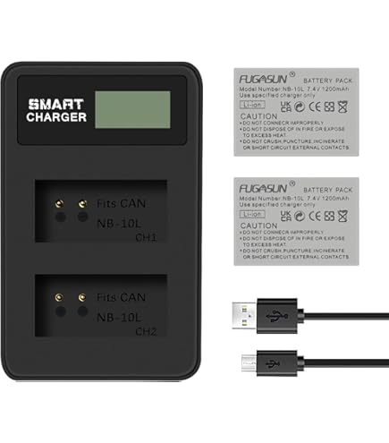 Dual Channel LCD USB Charger For Canon NB-10L Camera Battery - View #3