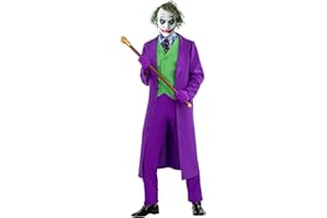 Funidelia Disfraz Oficial de Joker Caballero Oscuro para Hombre, Traje de Guasón para adulto, Disfraces de Halloween y Carnaval – Talla S
