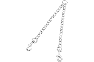 HAPPY HACHI Double Dogs Lead 2 Way Iron Chain Leash Coupler Twin Pet Trainer Safety Rope Splitter for Walking Training (XS-2.5mm*40cm)
