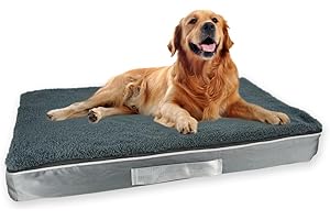 EASTLION Legowisko dla psa, ortopedyczne legowisko dla psa ze zdejmowaną pokrywą, materac dla psa mata dla psa odpowiednia do klatek dla psów, szara, L (100 x 29 x 9 cm)