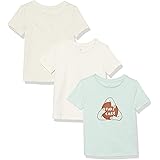 Amazon Aware Maglietta Comoda a Maniche Corte in Cotone Biologico Bambine e Ragazze, Pacco da 3