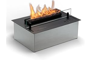 Planika Senso Burner Bruciatore a Bioetanolo con Pannello in Vetro - Durata 4,5 ore - Capacità 1,3 litri - Alimentazione 230V - Solo per Uso Interno - Realizzato in Acciaio Zincato - Sans Fumo
